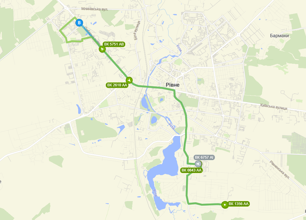 61 маршрут - схема руху