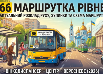 Маршрутка 66 в Рівному на маршруті