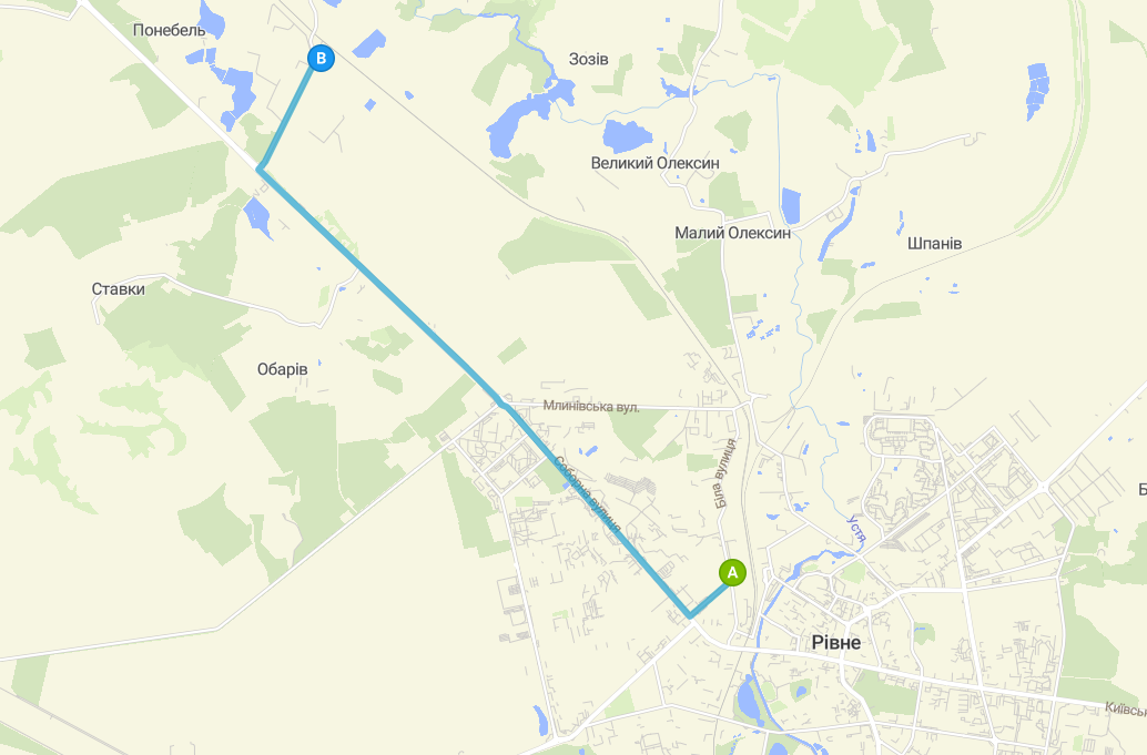 Тролейбус 6 - Рівне - схема маршруту